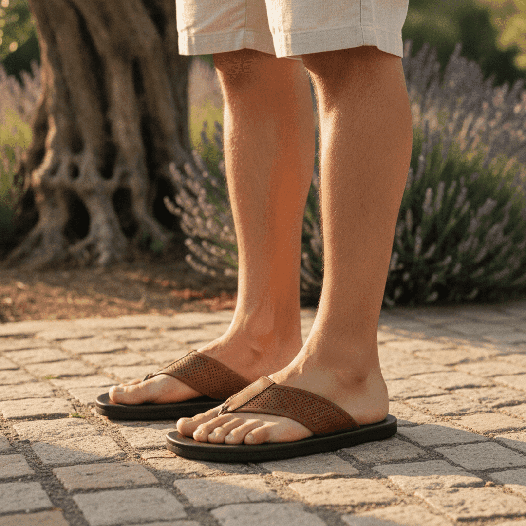 Chinelo Masculino Couro El Paso Whisky — detalhe 1, sandália masculina em couro Stock Sandals