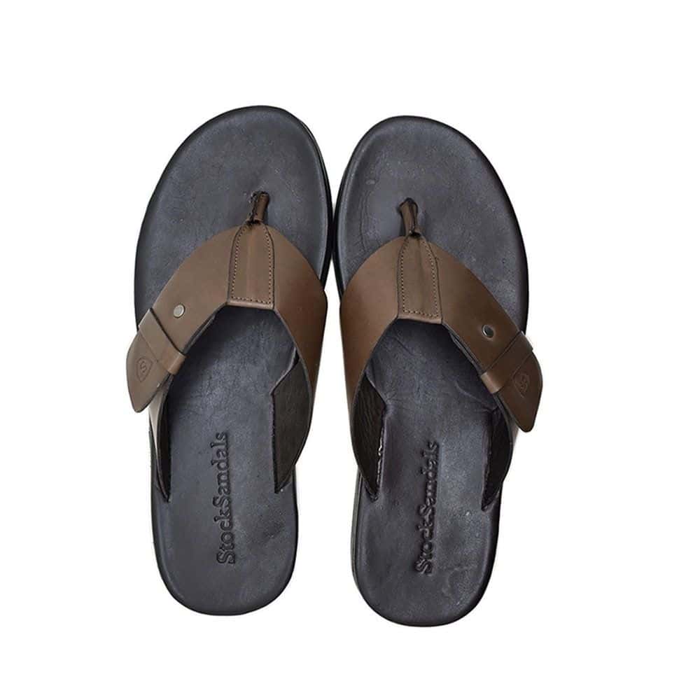 Chinelo Masculino Couro Castiel Café — detalhe 3, sandália masculina em couro Stock Sandals