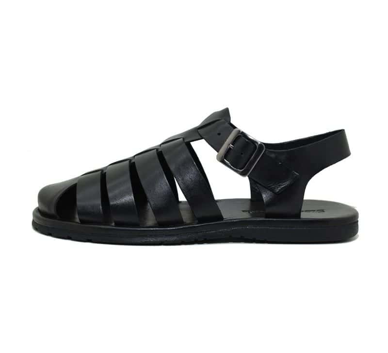 Sandália Masculina Kamino Preta em Couro — detalhe 3, sandália masculina em couro Stock Sandals