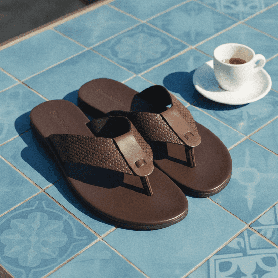 Chinelo de Couro Colby Café — detalhe 1, sandália masculina em couro Stock Sandals