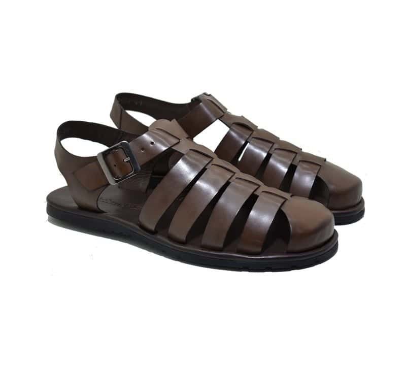 Sandália Masculina Kamino Café em Couro — vista principal, sandália masculina em couro Stock Sandals