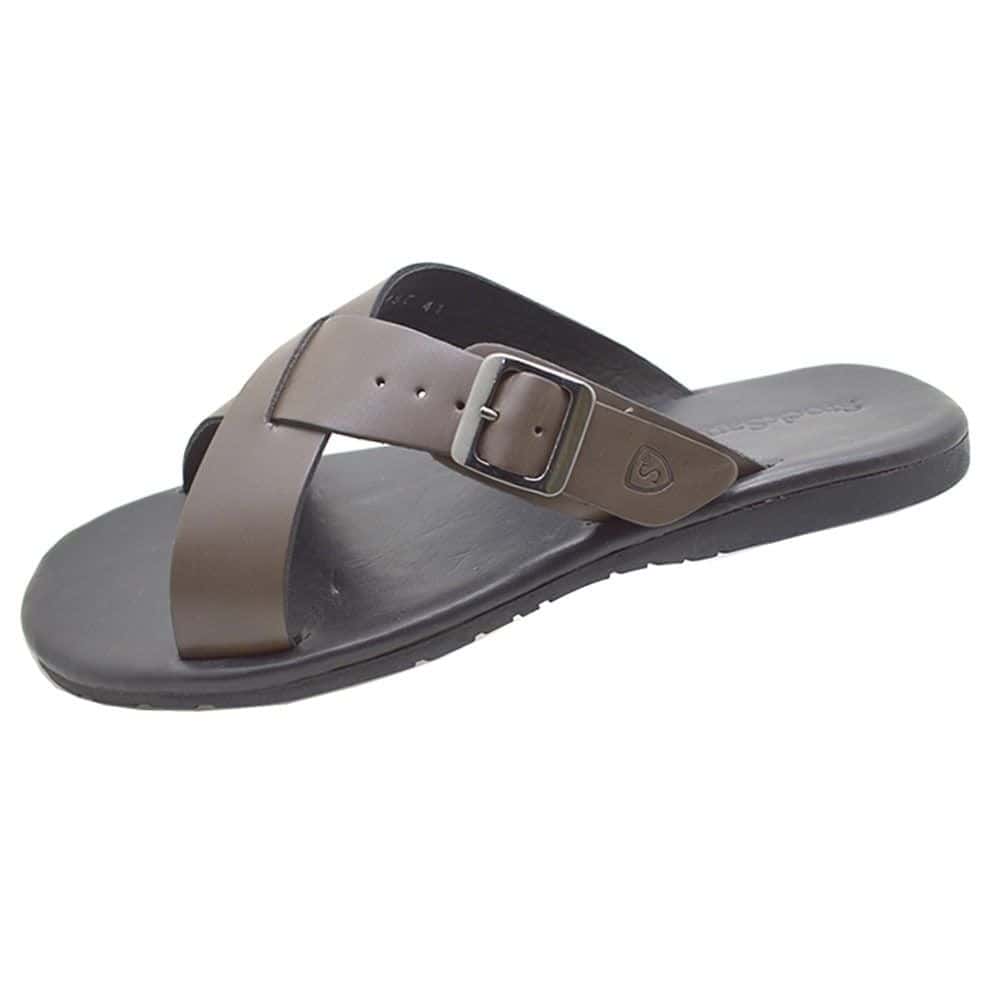 Sandália Masculina Couro StockSandals Argo Café — detalhe 3, sandália masculina em couro Stock Sandals