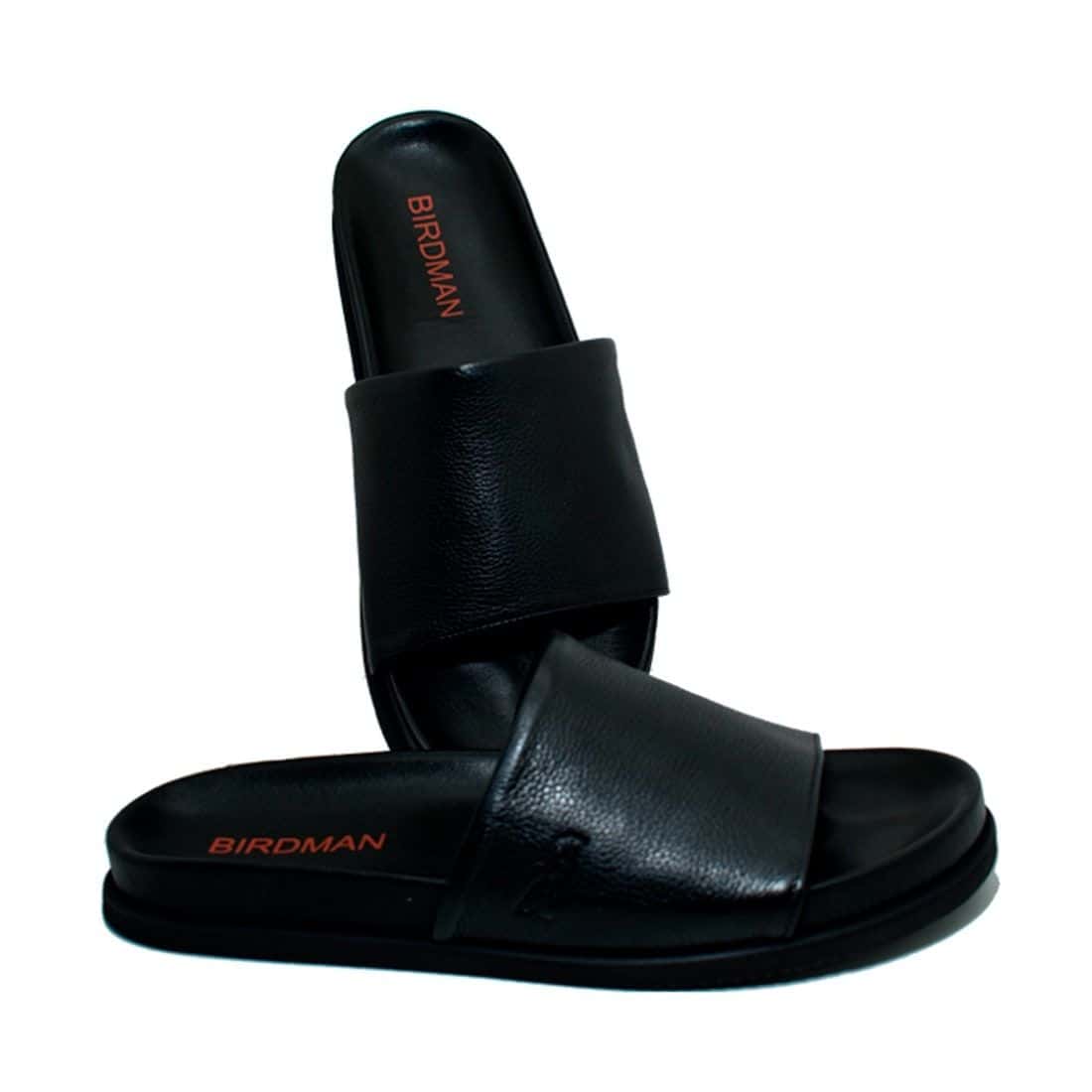 Chinelo Slide Couro Birdman Preto — detalhe 3, sandália masculina em couro Stock Sandals