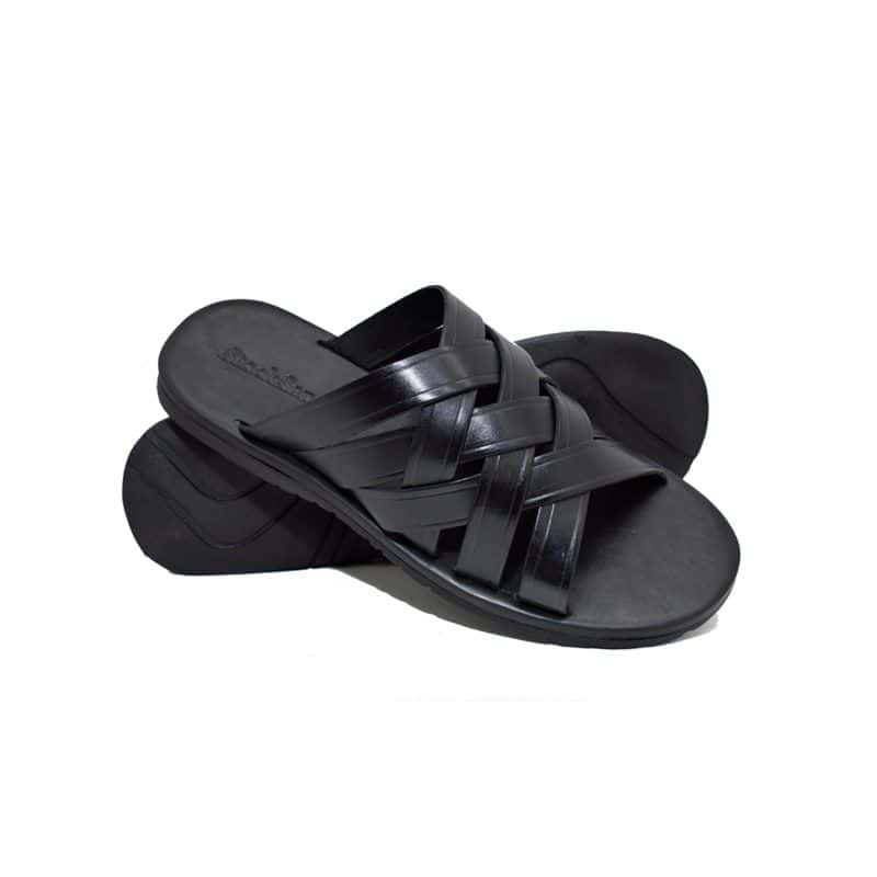 Sandália Masculina de Couro Preta Oberyn — detalhe 2, sandália masculina em couro Stock Sandals