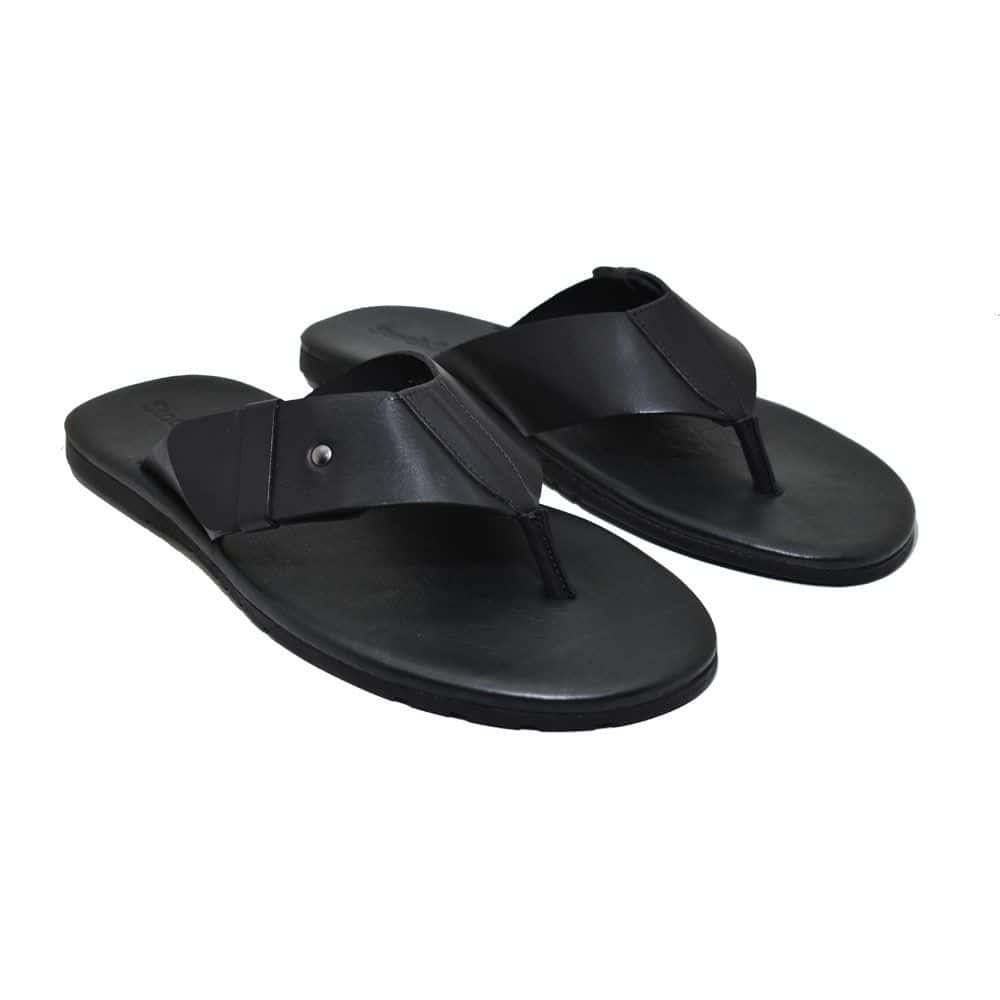 Chinelo Masculino Couro Castiel Preto — detalhe 2, sandália masculina em couro Stock Sandals