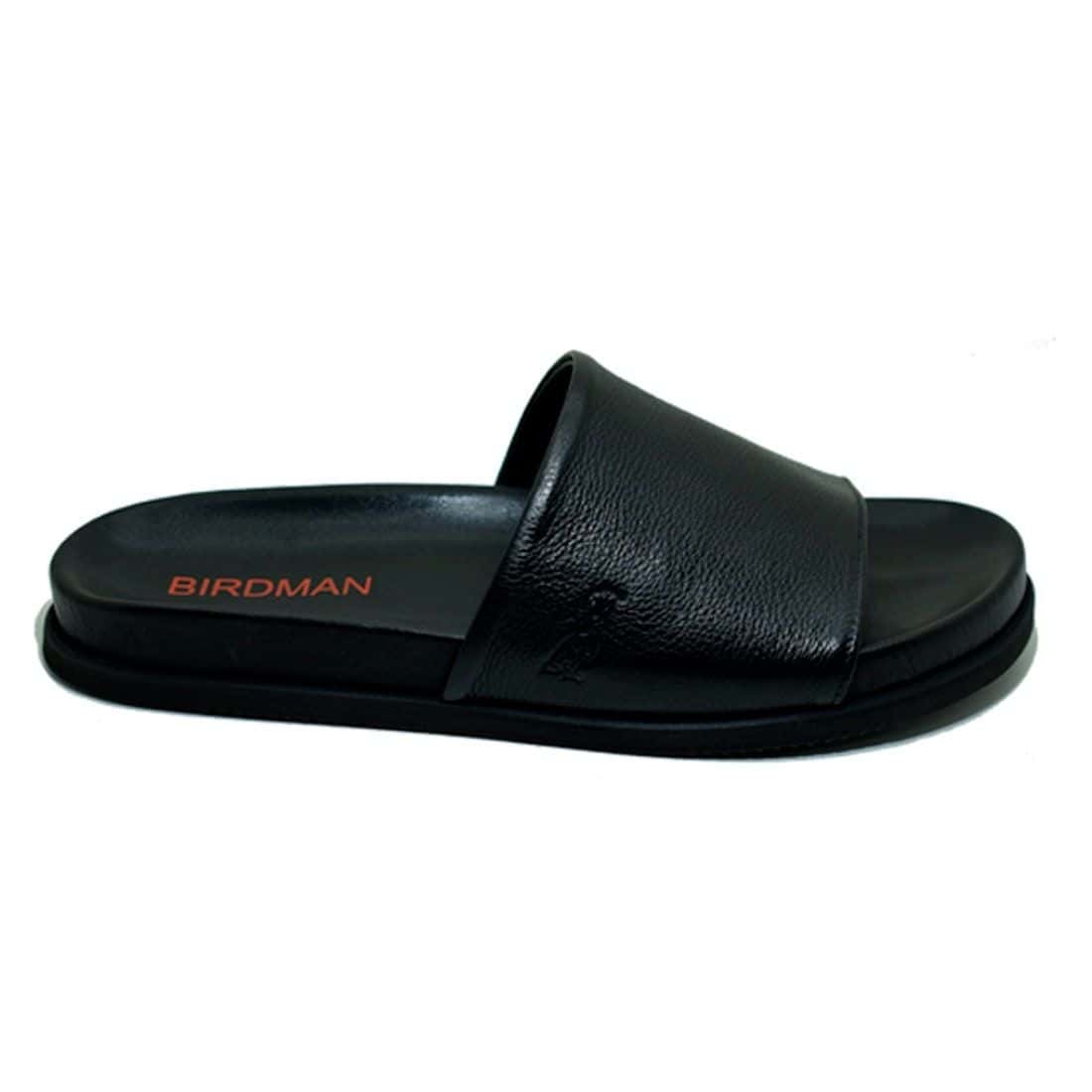 Chinelo Slide Couro Birdman Preto — detalhe 1, sandália masculina em couro Stock Sandals