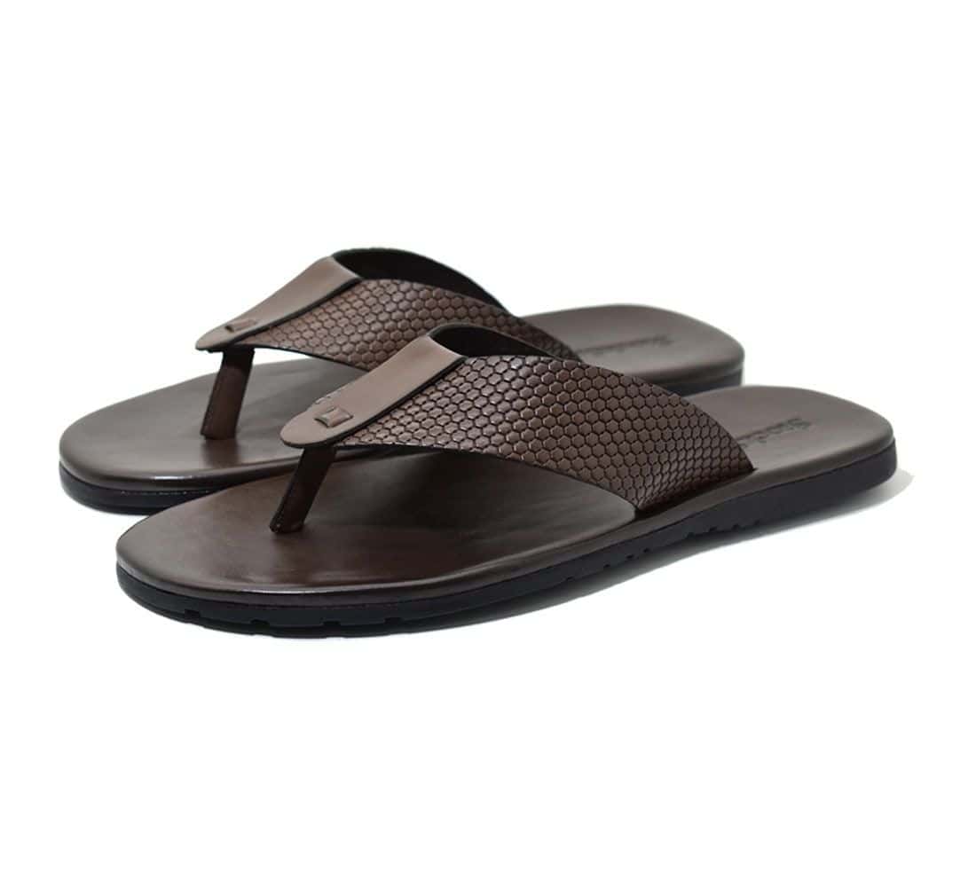 Chinelo de Couro Colby Café — detalhe 2, sandália masculina em couro Stock Sandals