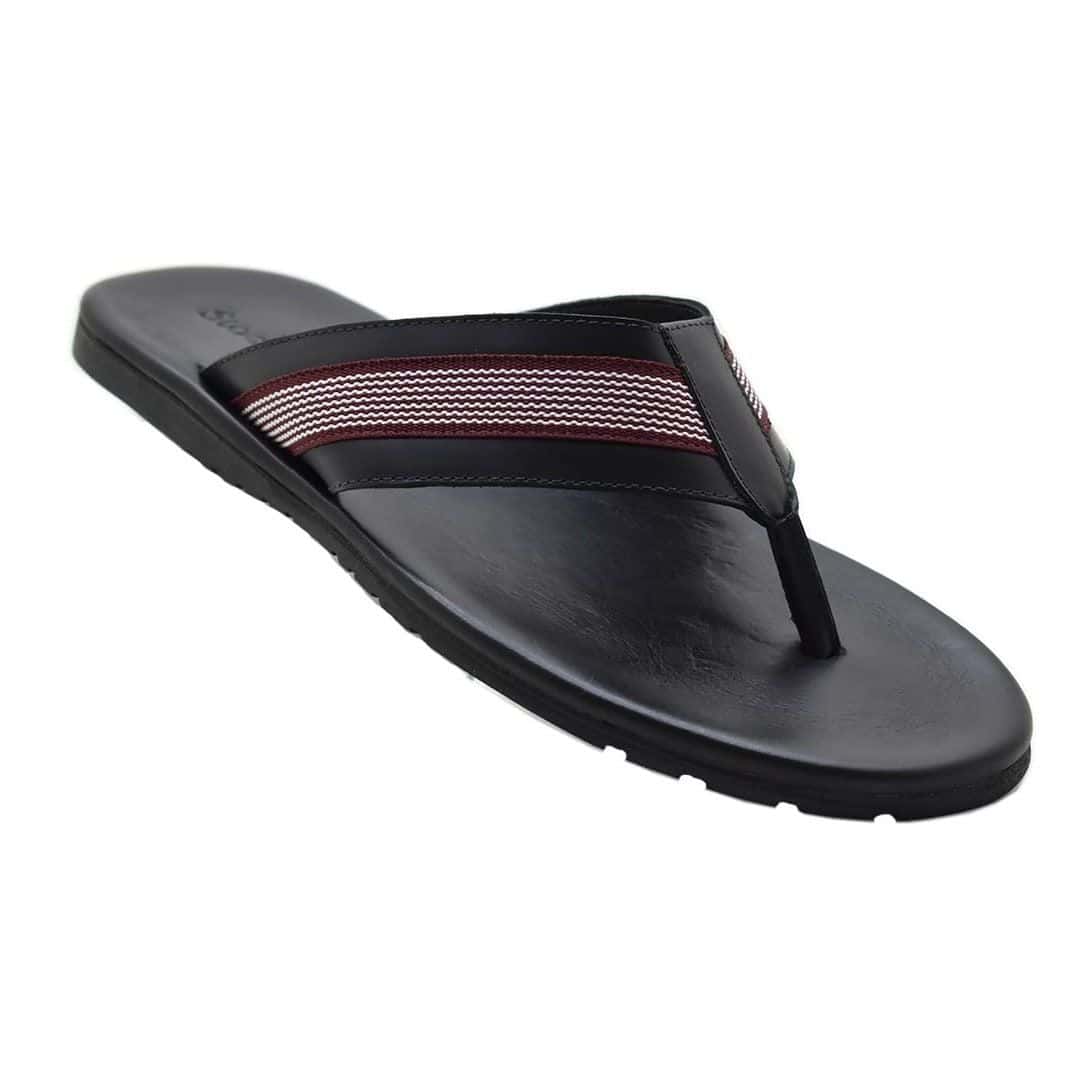 Chinelo Couro Masculino Hype Preto / Vermelho — detalhe 3, sandália masculina em couro Stock Sandals