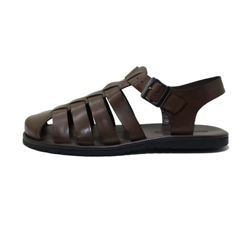 Sandália Masculina Kamino Café em Couro — detalhe 4, sandália masculina em couro Stock Sandals
