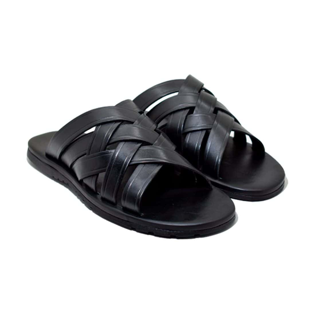 Sandália Masculina de Couro Preta Oberyn — vista principal, sandália masculina em couro Stock Sandals