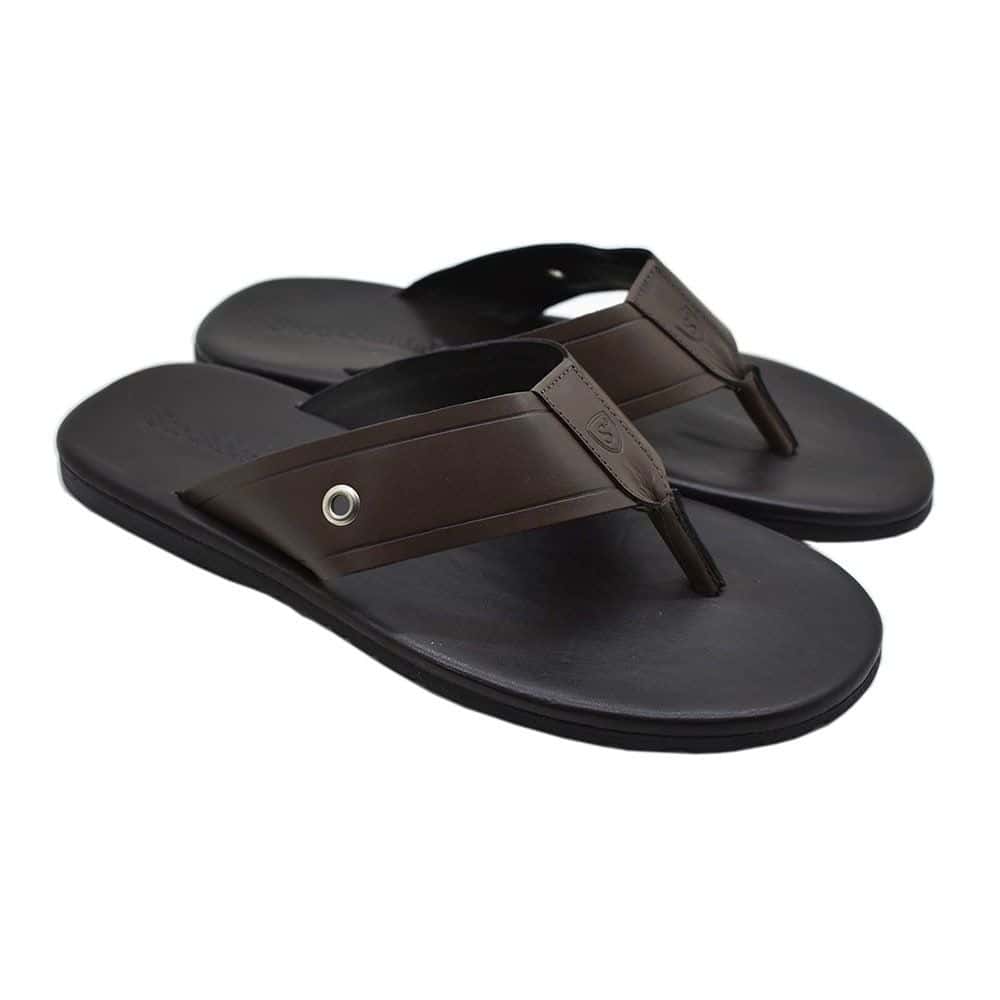 Chinelo Masculino Couro Cartagena Café — detalhe 2, sandália masculina em couro Stock Sandals
