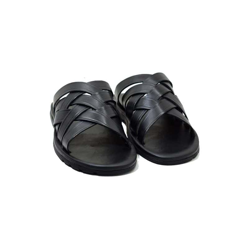 Sandália Masculina de Couro Preta Oberyn — detalhe 3, sandália masculina em couro Stock Sandals