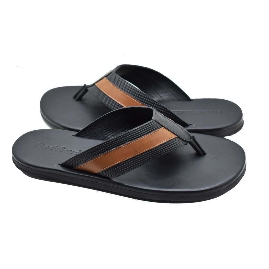 Chinelo Masculino Couro Fiji Preto — detalhe 4, sandália masculina em couro Stock Sandals