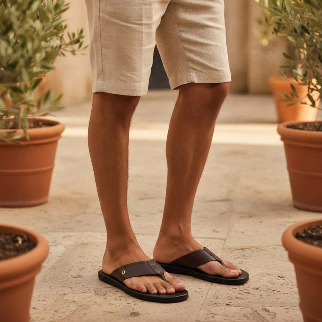Chinelo Masculino Couro Cartagena Café — detalhe 6, sandália masculina em couro Stock Sandals