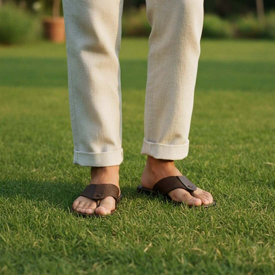 Chinelo de Couro Colby Café — detalhe 6, sandália masculina em couro Stock Sandals
