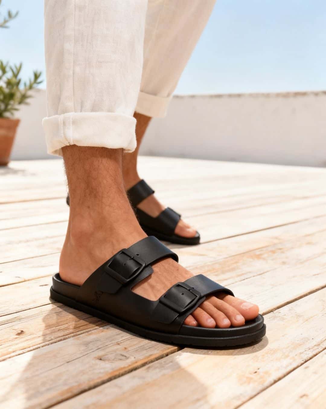 Sandália Birken Couro Birdman Preto — detalhe 1, sandália masculina em couro Stock Sandals