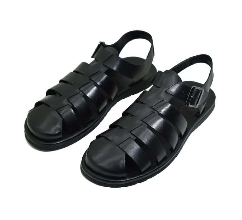 Sandália Masculina Kamino Preta em Couro — vista principal, sandália masculina em couro Stock Sandals