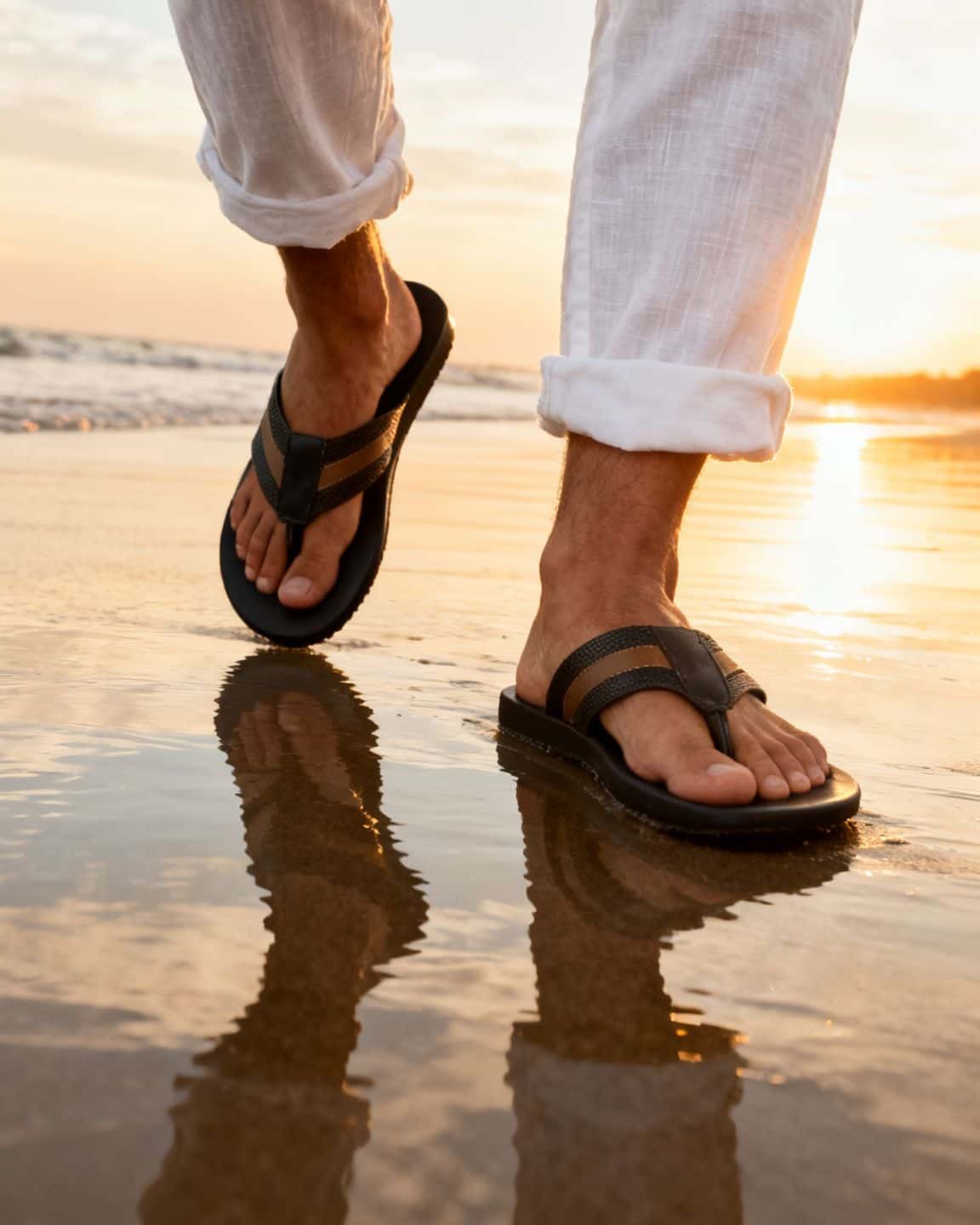 Chinelo Masculino Couro Fiji Preto — detalhe 1, sandália masculina em couro Stock Sandals