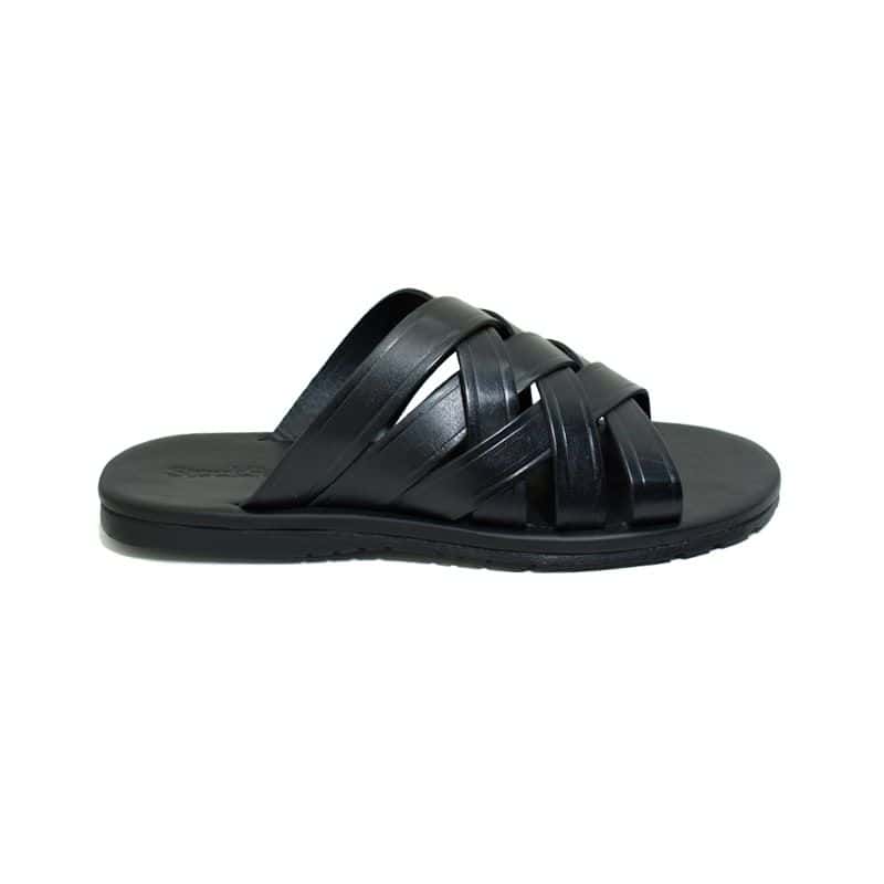 Sandália Masculina de Couro Preta Oberyn — detalhe 1, sandália masculina em couro Stock Sandals