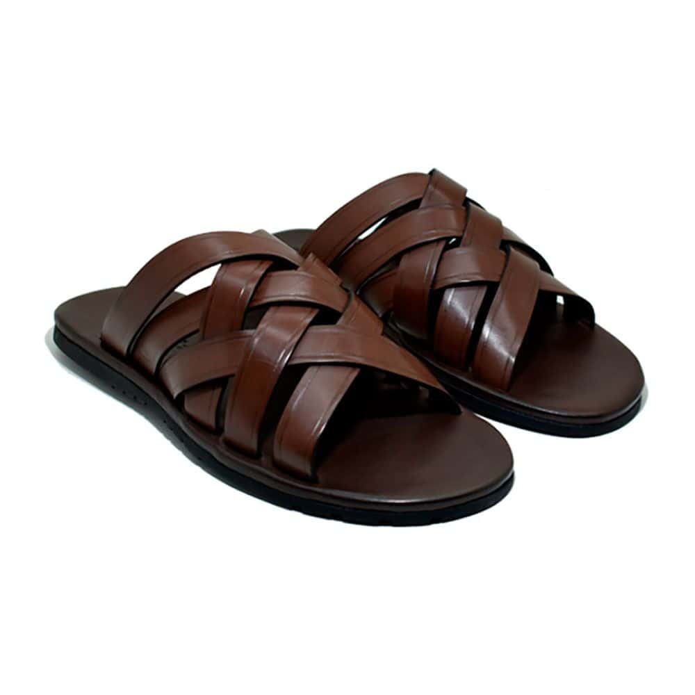 Sandália Masculina Couro Oberyn Café — vista principal, sandália masculina em couro Stock Sandals