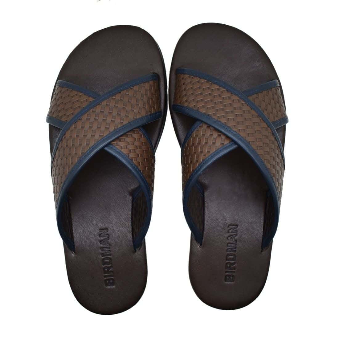 Sandália Masculina Couro Sevilla Café / Azul — vista principal, sandália masculina em couro Stock Sandals
