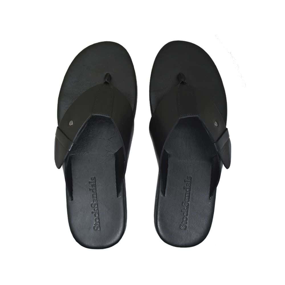 Chinelo Masculino Couro Castiel Preto — vista principal, sandália masculina em couro Stock Sandals
