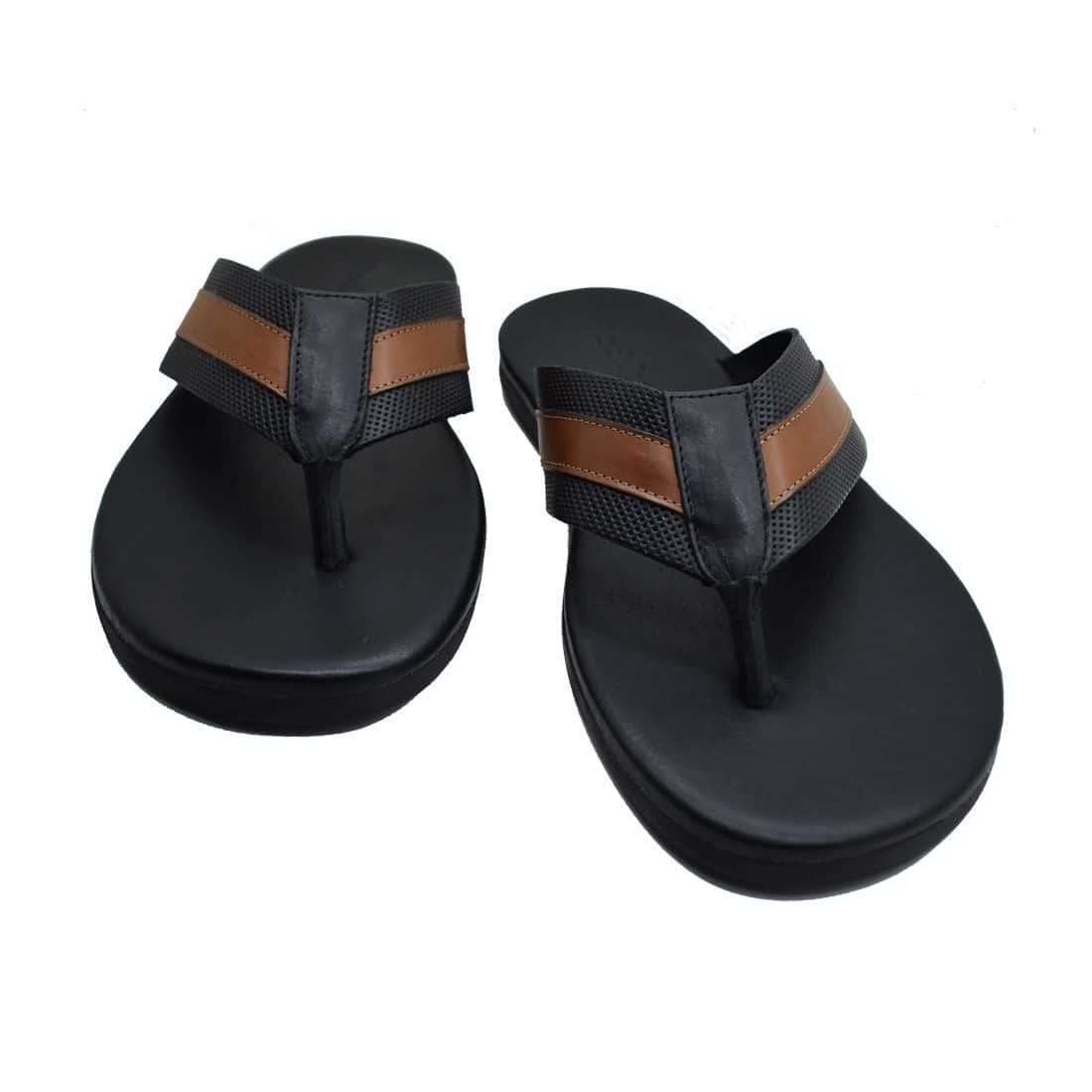 Chinelo Masculino Couro Fiji Preto — detalhe 6, sandália masculina em couro Stock Sandals