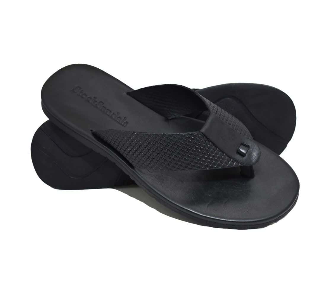 Chinelo Couro Colby Preto — detalhe 5, sandália masculina em couro Stock Sandals