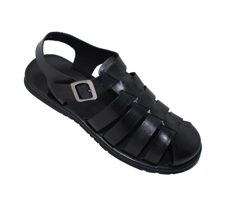 Sandália Masculina Kamino Preta em Couro — detalhe 2, sandália masculina em couro Stock Sandals