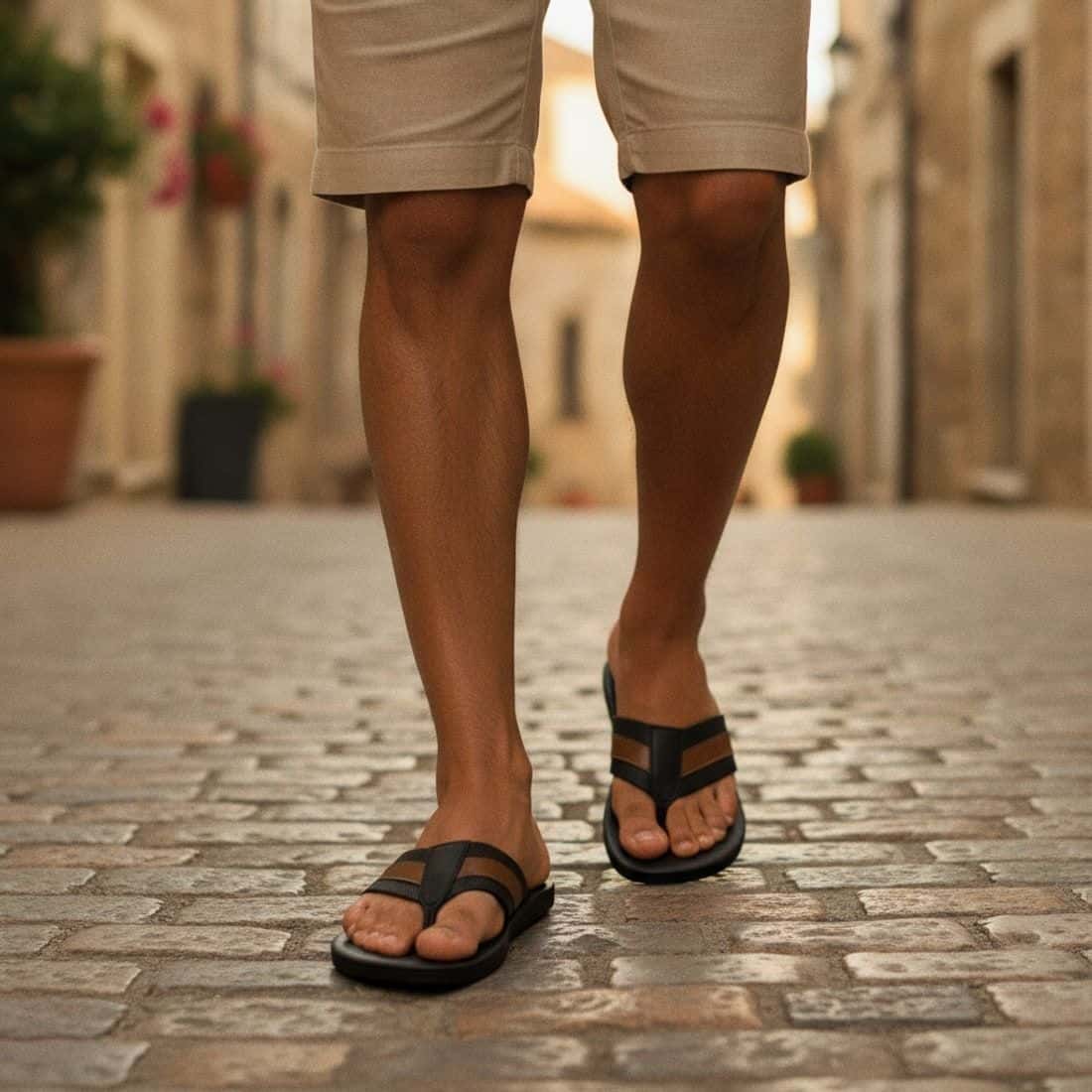 Chinelo Masculino Couro Fiji Preto — detalhe 7, sandália masculina em couro Stock Sandals