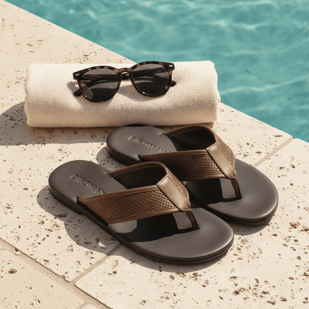 Chinelo Masculino Couro El Paso Café — detalhe 1, sandália masculina em couro Stock Sandals