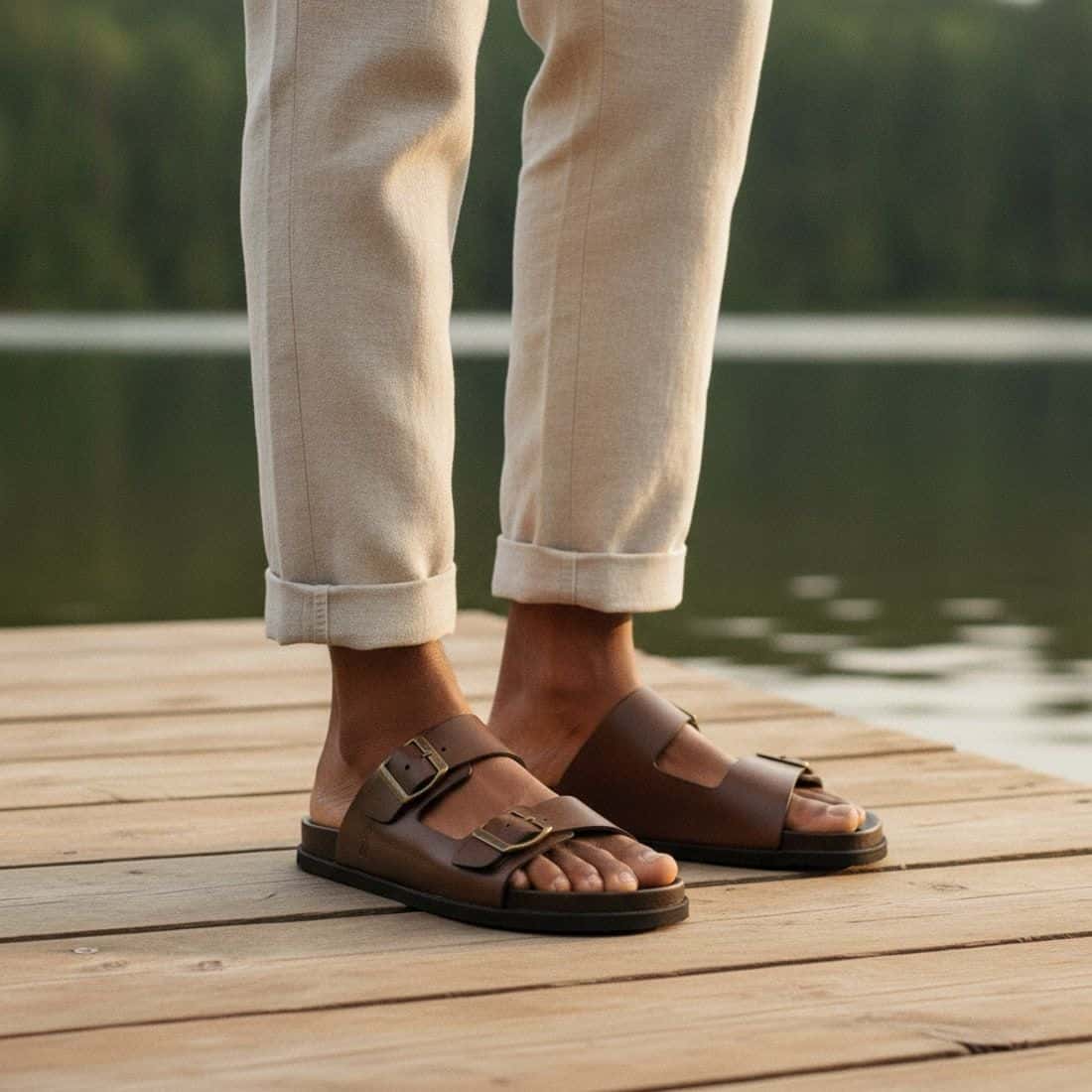 Sandália Birken Couro Birdman Café — detalhe 7, sandália masculina em couro Stock Sandals