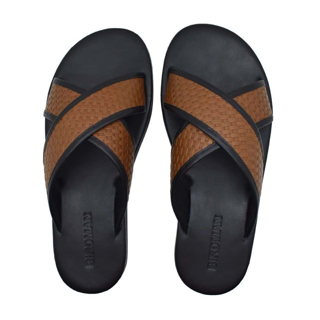 Sandália Masculina Couro Sevilla  Whisky / Preto — detalhe 2, sandália masculina em couro Stock Sandals