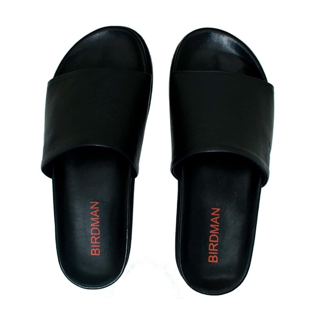 Chinelo Slide Couro Birdman Preto — detalhe 2, sandália masculina em couro Stock Sandals