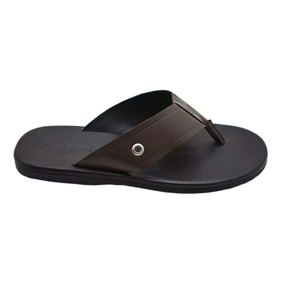 Chinelo Masculino Couro Cartagena Café — detalhe 5, sandália masculina em couro Stock Sandals