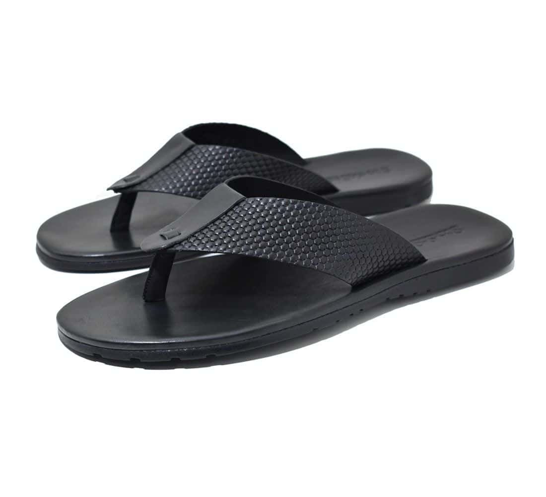 Chinelo Couro Colby Preto — detalhe 3, sandália masculina em couro Stock Sandals
