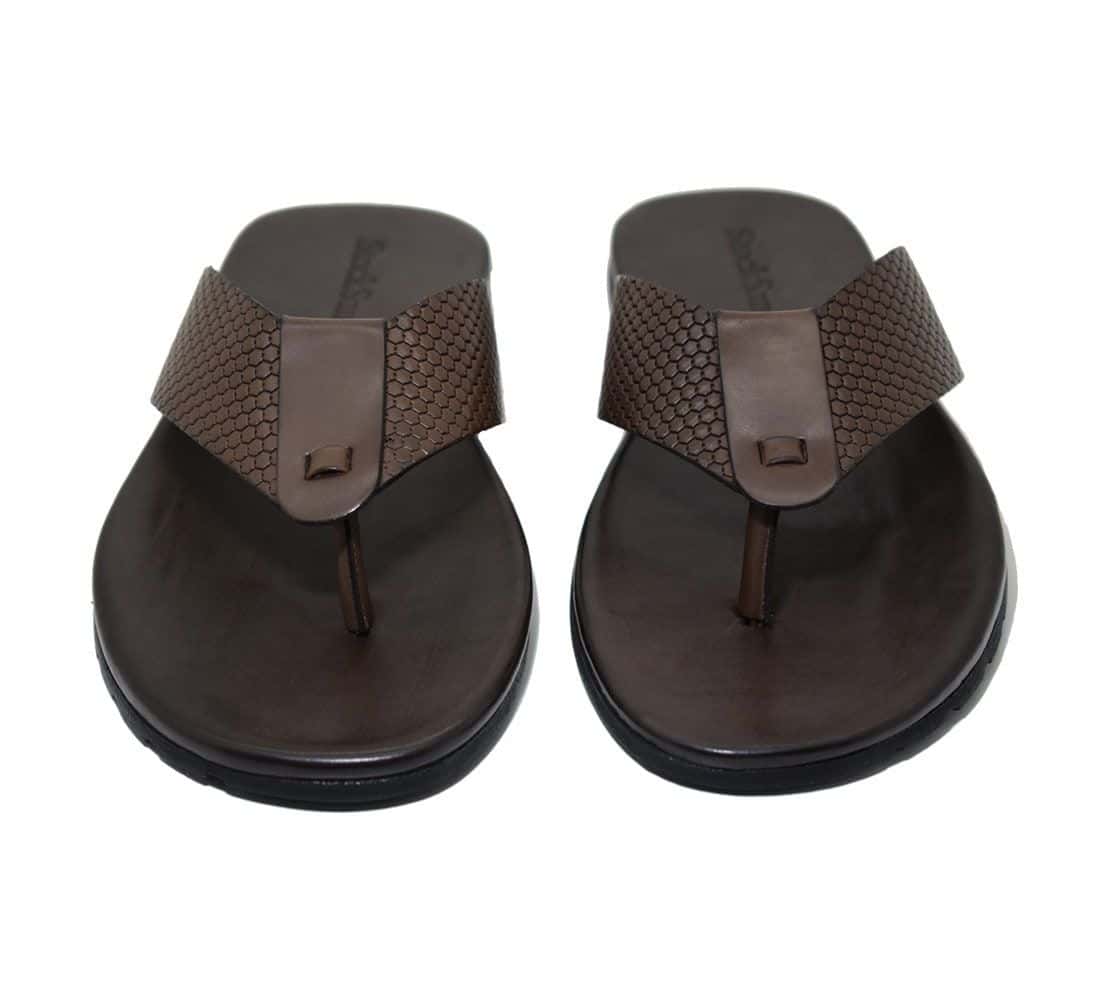 Chinelo de Couro Colby Café — detalhe 5, sandália masculina em couro Stock Sandals