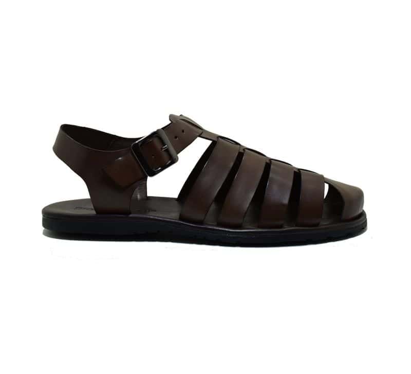 Sandália Masculina Kamino Café em Couro — detalhe 3, sandália masculina em couro Stock Sandals