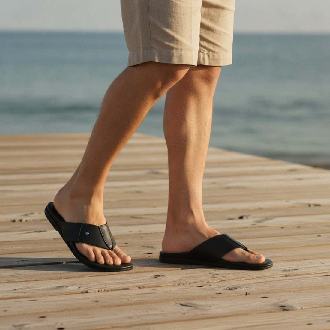 Chinelo Masculino Couro Castiel Preto — detalhe 6, sandália masculina em couro Stock Sandals
