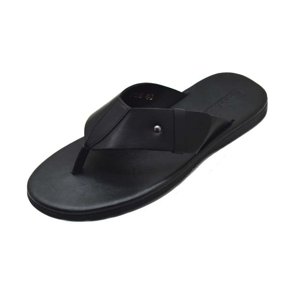 Chinelo Masculino Couro Castiel Preto — detalhe 1, sandália masculina em couro Stock Sandals