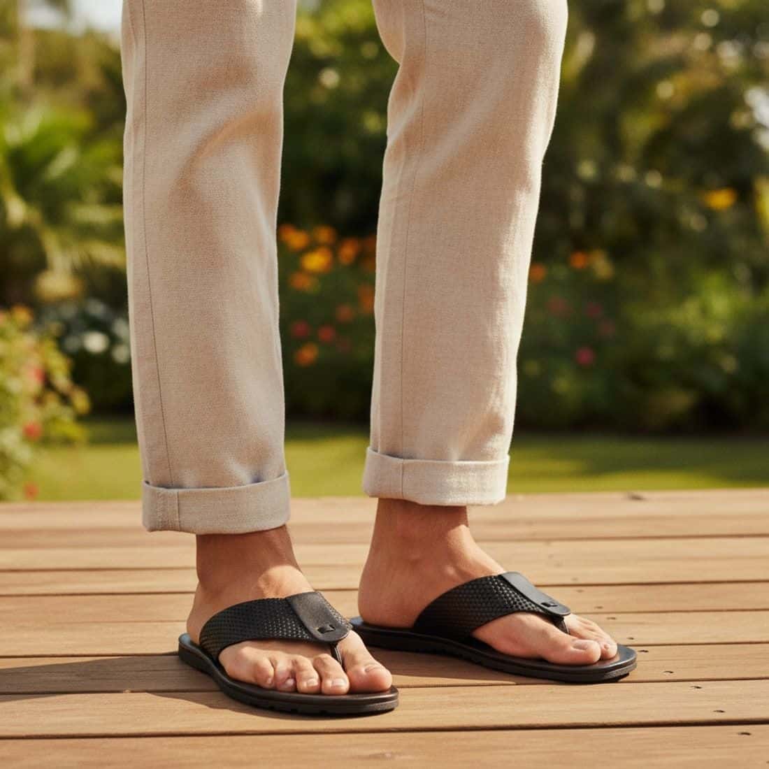 Chinelo Couro Colby Preto — detalhe 6, sandália masculina em couro Stock Sandals