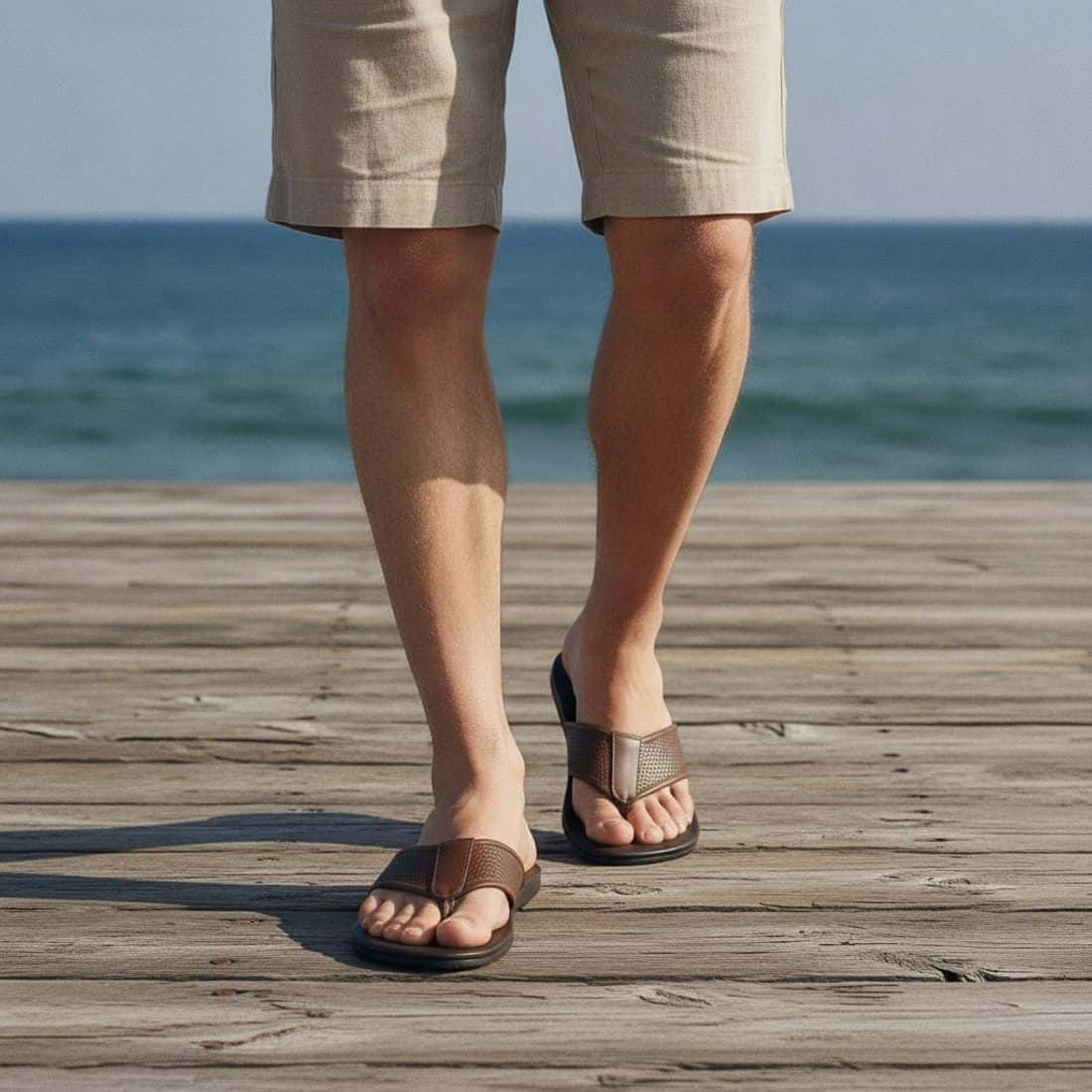 Chinelo Masculino Couro El Paso Café — detalhe 5, sandália masculina em couro Stock Sandals