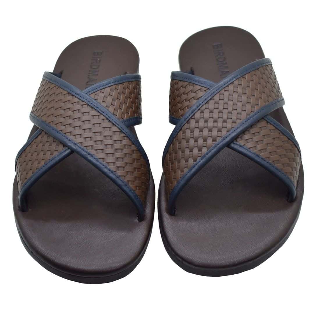 Sandália Masculina Couro Sevilla Café / Azul — detalhe 1, sandália masculina em couro Stock Sandals