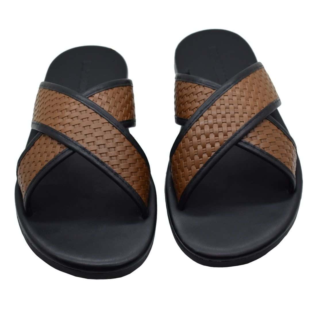 Sandália Masculina Couro Sevilla  Whisky / Preto — detalhe 5, sandália masculina em couro Stock Sandals