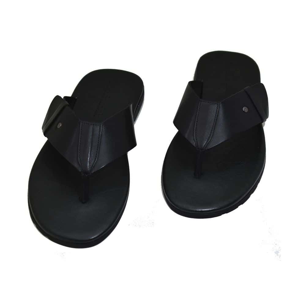 Chinelo Masculino Couro Castiel Preto — detalhe 3, sandália masculina em couro Stock Sandals
