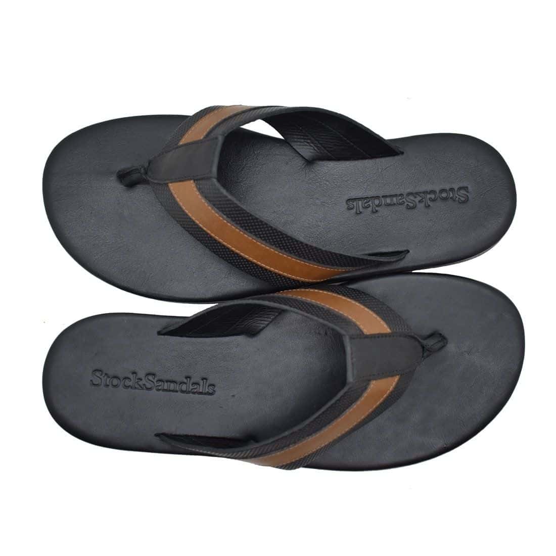 Chinelo Masculino Couro Fiji Preto — detalhe 3, sandália masculina em couro Stock Sandals