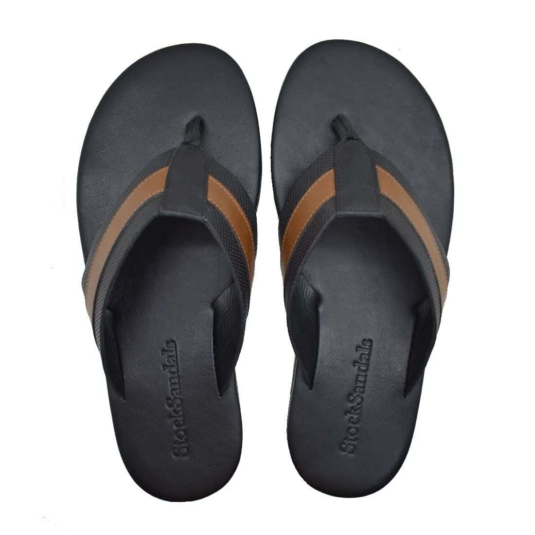 Chinelo Masculino Couro Fiji Preto — vista principal, sandália masculina em couro Stock Sandals