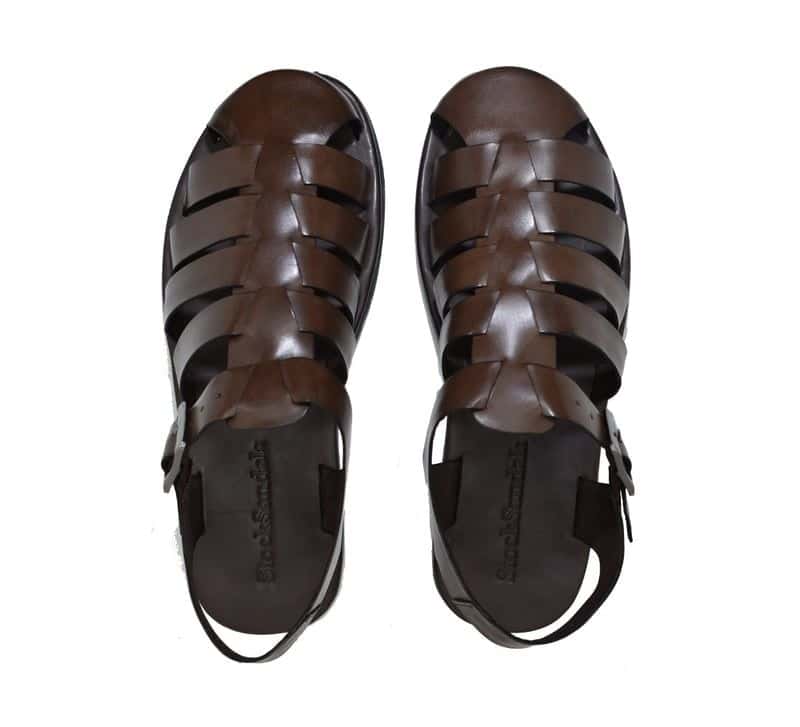 Sandália Masculina Kamino Café em Couro — detalhe 2, sandália masculina em couro Stock Sandals