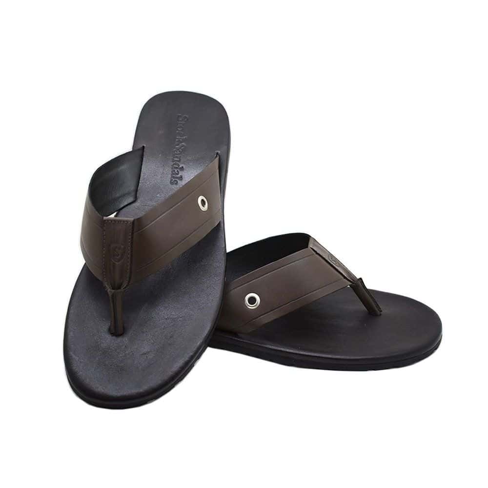 Chinelo Masculino Couro Cartagena Café — detalhe 3, sandália masculina em couro Stock Sandals