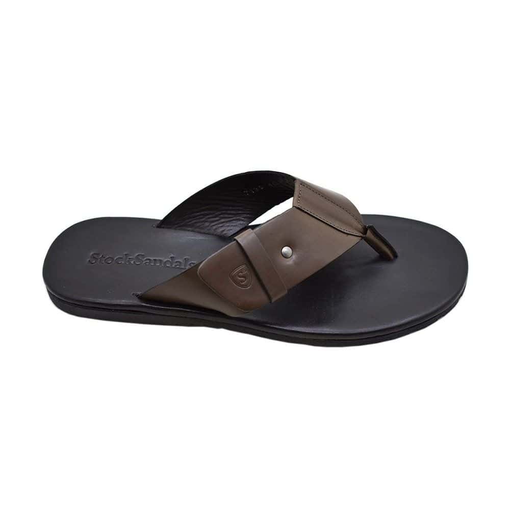 Chinelo Masculino Couro Castiel Café — detalhe 2, sandália masculina em couro Stock Sandals